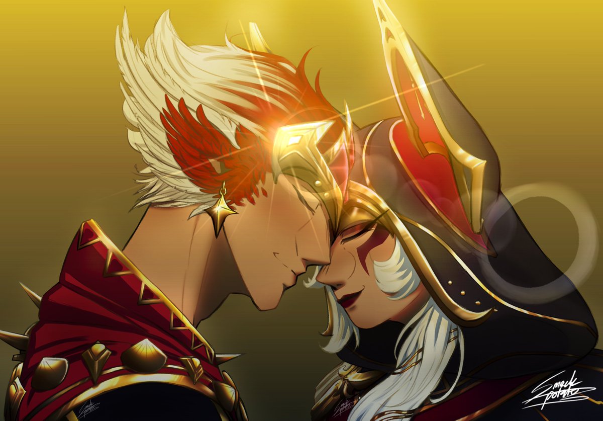 Smackpotatogurl's tweet photo. It is done, a quiet moment.

Closed eyes felt more private and intimate.

#xayah #rakan #leagueoflegend https://t.co/h4OyJKzSEb