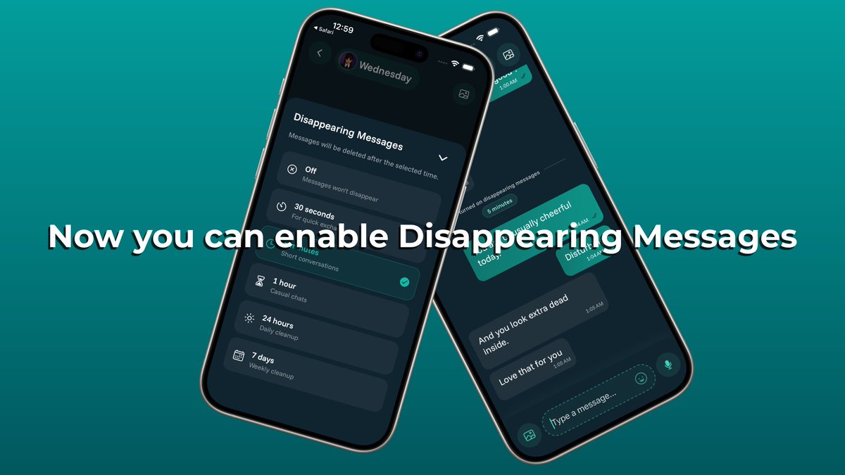 wavemsgs's tweet photo. Wave got a new update
Now you can enable Disappearing Messages for Personal Conversations and we made it faster n better https://t.co/HcPe3Ypvza