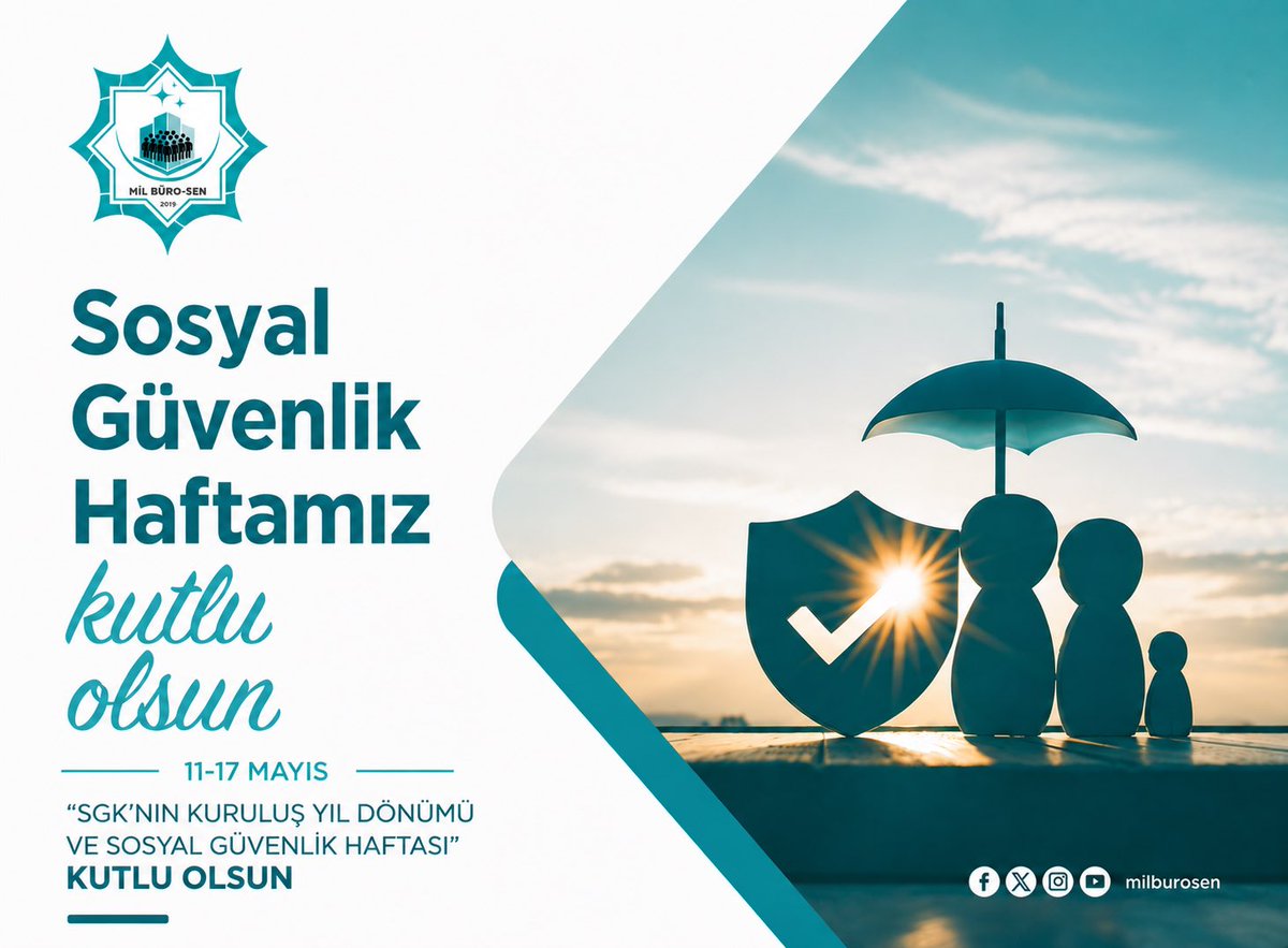 Mil_Burosen's tweet photo. SGK’NIN KURULUŞ YIL DÖNÜMÜ VE SOSYAL GÜVENLİK HAFTASI” KUTLU OLSUN
Sosyal güvenlik; emeğin, alın terinin ve geleceğin teminatıdır. #altın #sgk #SGK20Yaşında 
#sgkvergiyapılandırma 
@sgksosyalmedya @mucahit2929 @ademturan377 https://t.co/w7FIGjmRrG