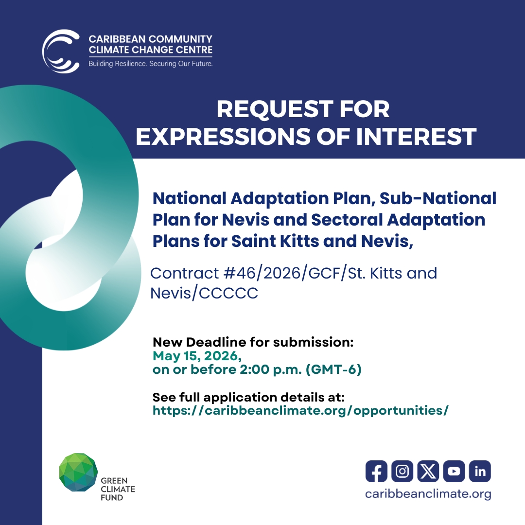 CARICOMClimate's tweet photo. 📣Calling All Firms: Submit Expressions of Interest for the opportunity below!👇

Deadline for submission: May 15, 2026, at 2:00 p.m. (GMT- 6)

See more details at https://t.co/4620HPQar4 https://t.co/LG8zppmlZW