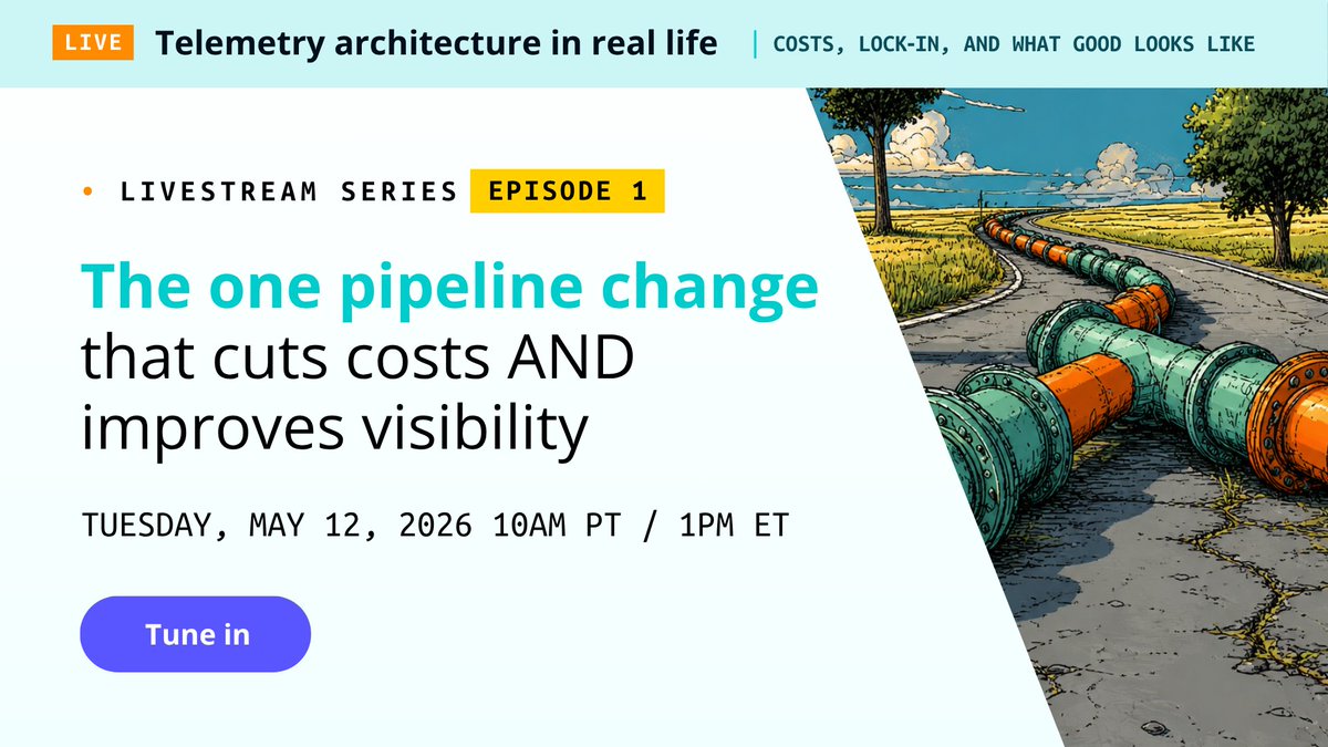 cribl_io's tweet photo. Tune in TOMORROW for our first episode of our 4-part livestream series: Telemetry architecture in real life! At 1pm EST with our Field CISO Ed Bailey, learn about the one pipeline change that cuts costs and improves visibility: https://t.co/iI12xTeIjw https://t.co/Bw4A3nlR5E