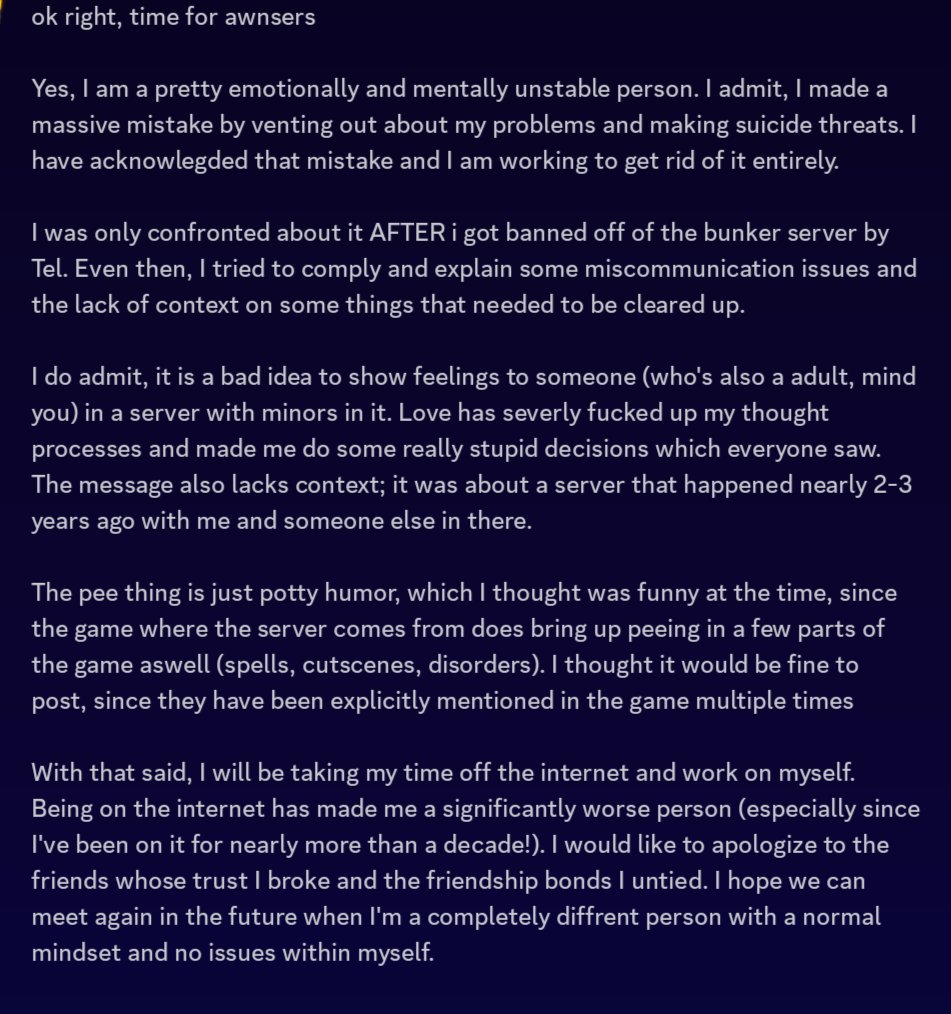 crabus72's tweet photo. here's my side on the situation, from my perspective.

I will be logging off for now. I need to work on myself https://t.co/y5D5S673NS