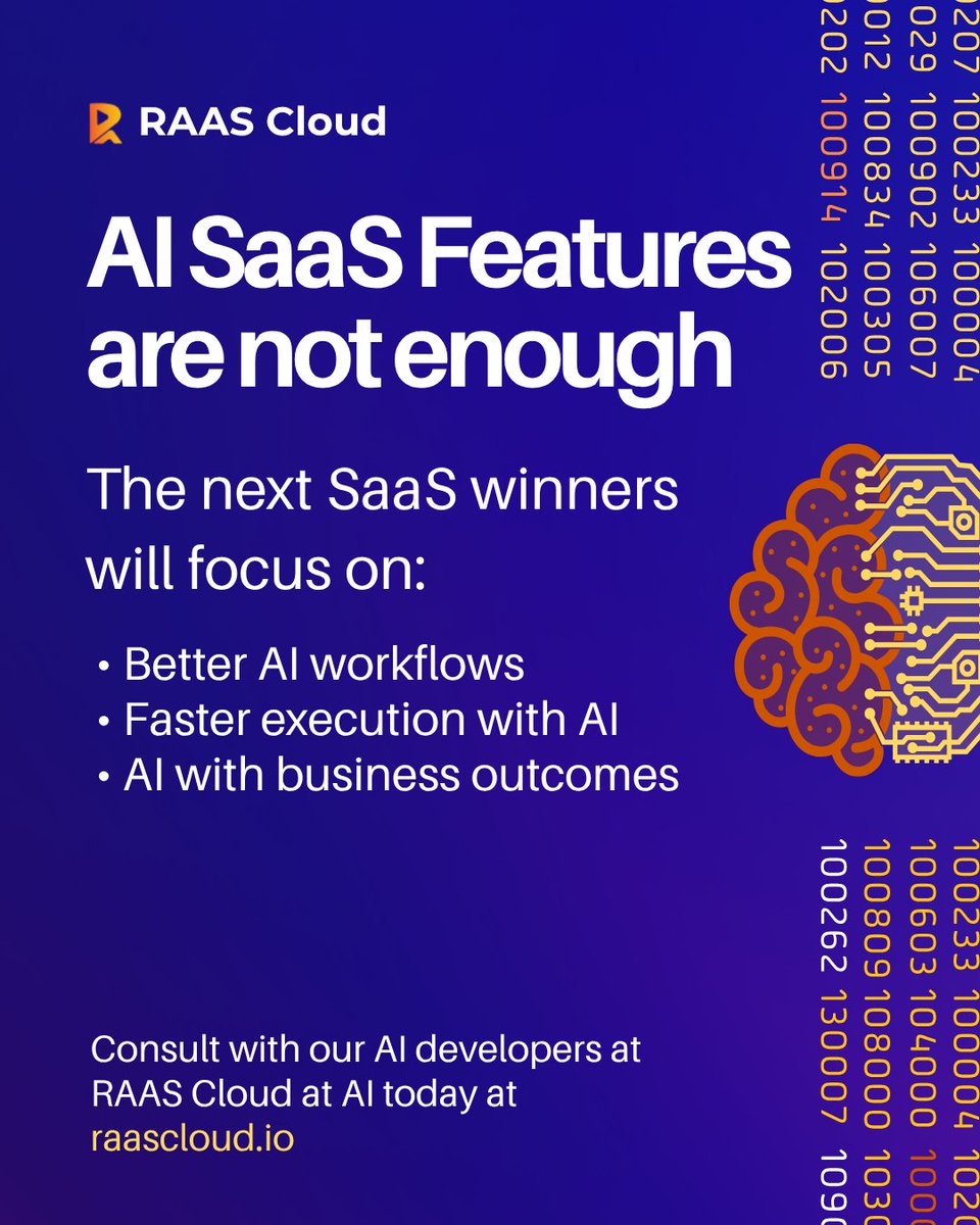 raascloud's tweet photo. Most SaaS companies think adding AI features will automatically make their product more valuable.

But users do not care about “AI features.”

They care about outcomes.

Learn 4 strategies to add AI features: https://t.co/E7i7FcdofN

#ai https://t.co/lXOCdPRt3j