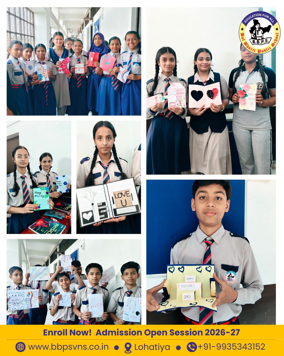 BalBhartiPublic's tweet photo. Celebrating the Supermoms We Love!Our talented students expressed their love and gratitude through beautiful handmade cards dedicated to their mothers. ❤️🎨
#SuperMom #CreativeActivity #SchoolArt #StudentCreativity #HandmadeCards #LoveYouMom #BalBhartiPublicSchool #BBPSVaranasi https://t.co/QJ1QWp7tUF