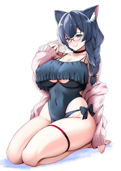 今年の水着あやさん(@AyaFujo)黒と白 