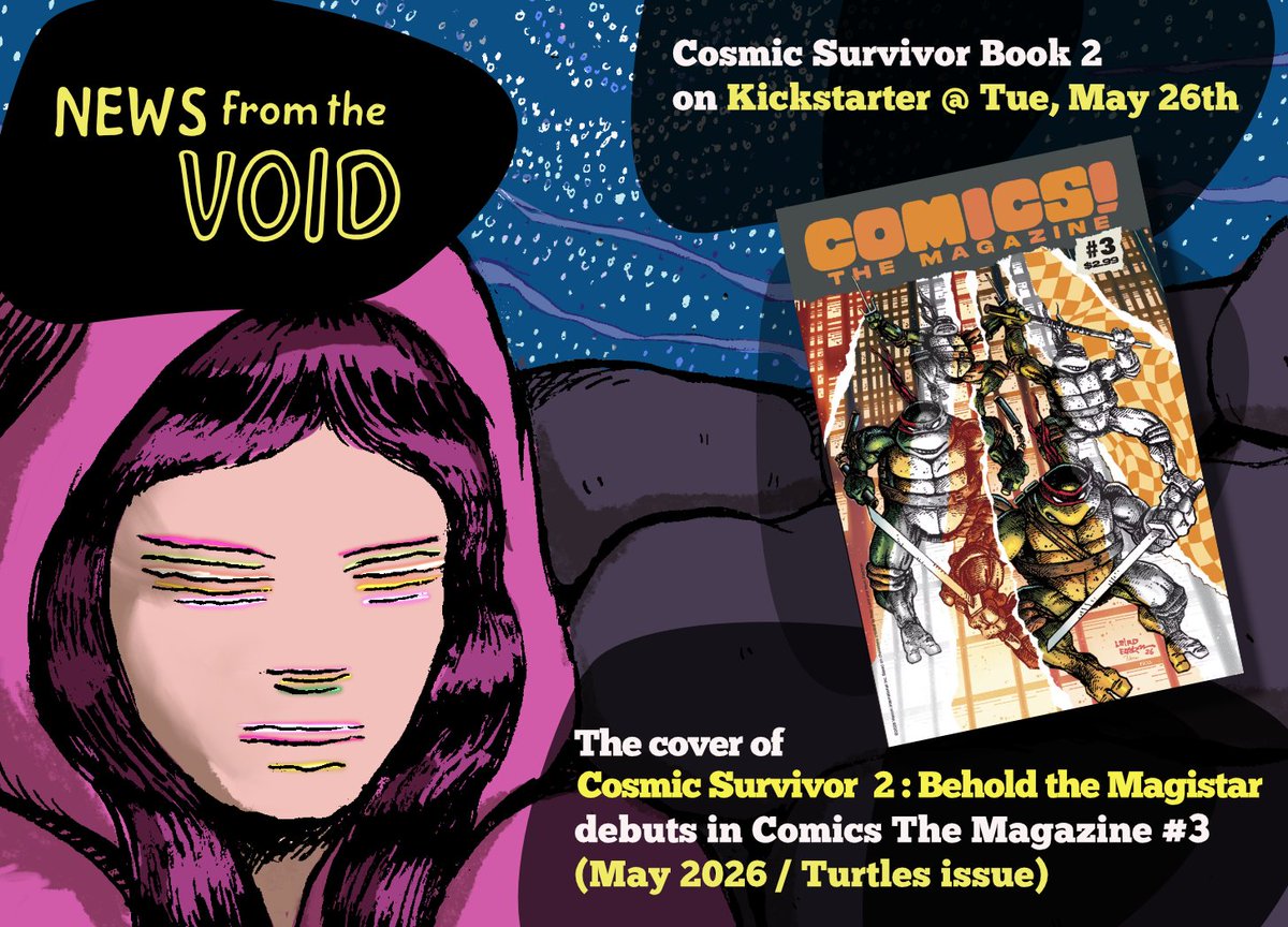 thestarcave's tweet photo. News from the Void!... Kickstarter @ Tues, May 26th, In COMICS! The Magazine &amp; Naming a Galaxy https://t.co/o4KH7h2p3Z 
#kickstarter #scifi #scificomics #comics #cosmicsurvivor https://t.co/v9RU8vCIh4
