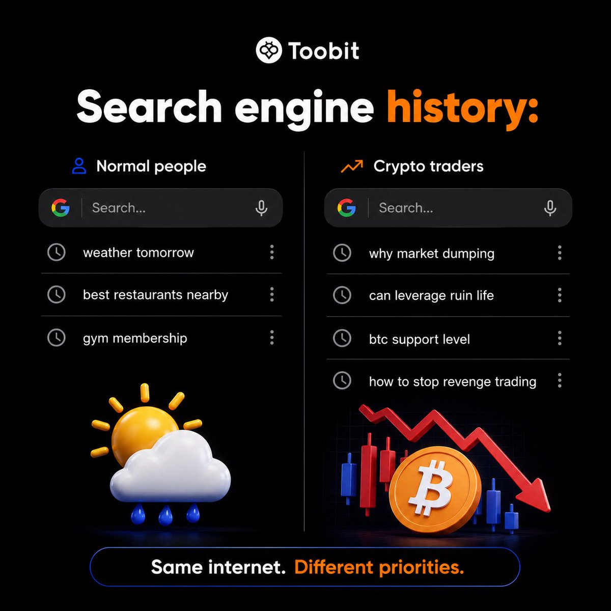 Toobit_official's tweet photo. Same internet. Completely different problems. 📉🌦️

#Toobit #Crypto #Trading https://t.co/s8Li6UgxBE