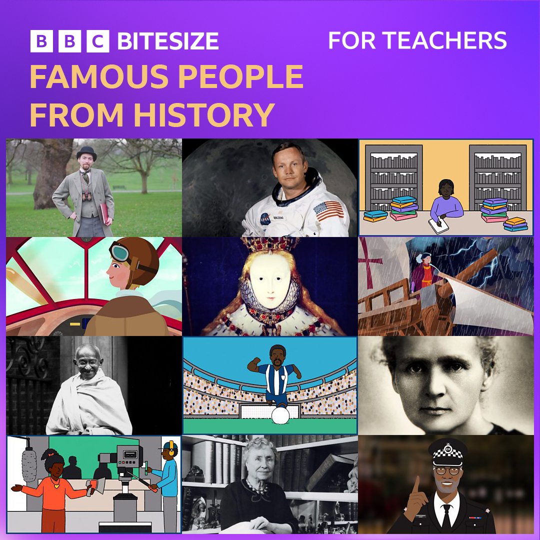 BBC_Teach's tweet photo. Our ‘Famous people from history’ collection for ages 6 to 16 brings together profiles of more than 50 individuals from different time periods, who've all contributed to national and international achievements. https://t.co/9PL9961dMy https://t.co/h5n4CMg4Yv