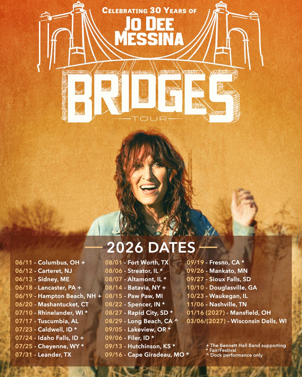 jodeemessina's tweet photo. Check out the BRIDGES TOUR dates at https://t.co/Xut7uvuaWa! - Team JDM https://t.co/cyUy6jYEJs