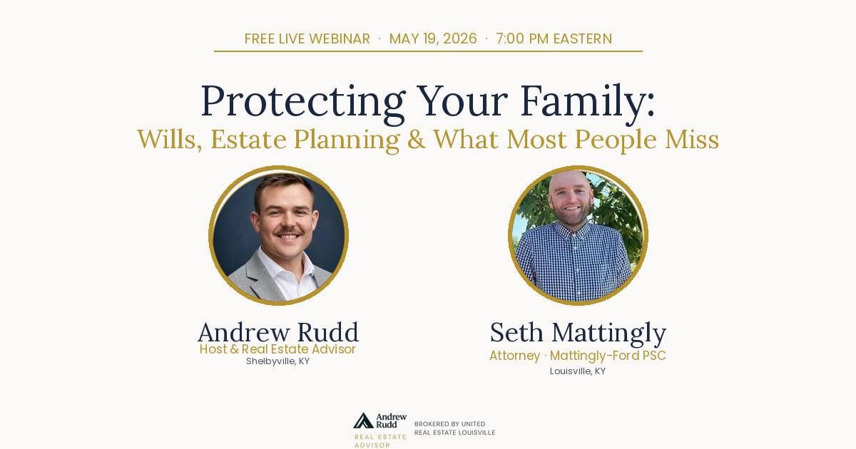 ARudd32's tweet photo. i’m excited to announce our next webinar…

Our guest speaker will be Seth Mattingly, a local estate attorney.

Title: Protecting Your Family: Wills, Estate Planning, Trusts, and What Most People Miss

Register here: https://t.co/2vOJjZaGRD

#EstatePlanning #WillsAndTrusts https://t.co/kOBHN4OXSb