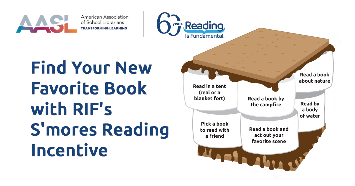 RIFWEB's tweet photo. S’more reading, please!🔥📚 

We’ve partnered with @aasl to bring extra fun to #CampRIF! 

Download the S’mores Reading Incentive and discover new books, new ideas, and new ways to read all summer long. 

Start your adventure at https://t.co/c4GPYWt4kh 🏕️✨ #ReadwithRIF #SummerReading #AASL
