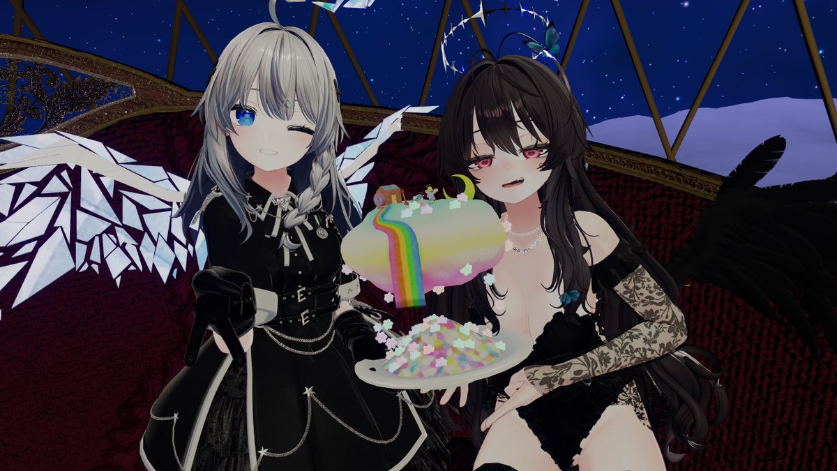 nwi617jpVRC's tweet photo. 昨日のFallen Fateにて、久しぶりに入ることができたうえ一周年の節目で入れて凄くよかったと思いました。
そして、お二方に思いっきり溶かされてきてこっちが堕天しそうなくらい、素晴らしいひと時を過ごしました。
 #FF_VRC https://t.co/msm9iubGmB