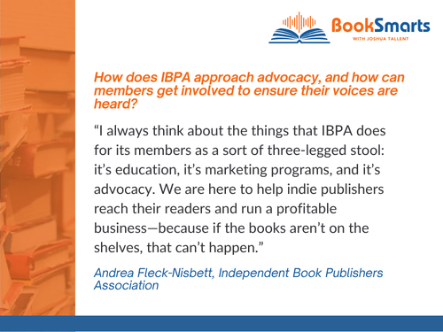 firebrandtech's tweet photo. In the latest episode of the BookSmarts Podcast, Joshua Tallent sits down with Andrea Fleck-Nisbett, CEO of IBPA, to talk about why holding the space for independent voices is more critical now than ever.

🎧 Listen here: https://t.co/V94gewckcp

#IBPA #PubU2026 https://t.co/YRgMfdPsvd