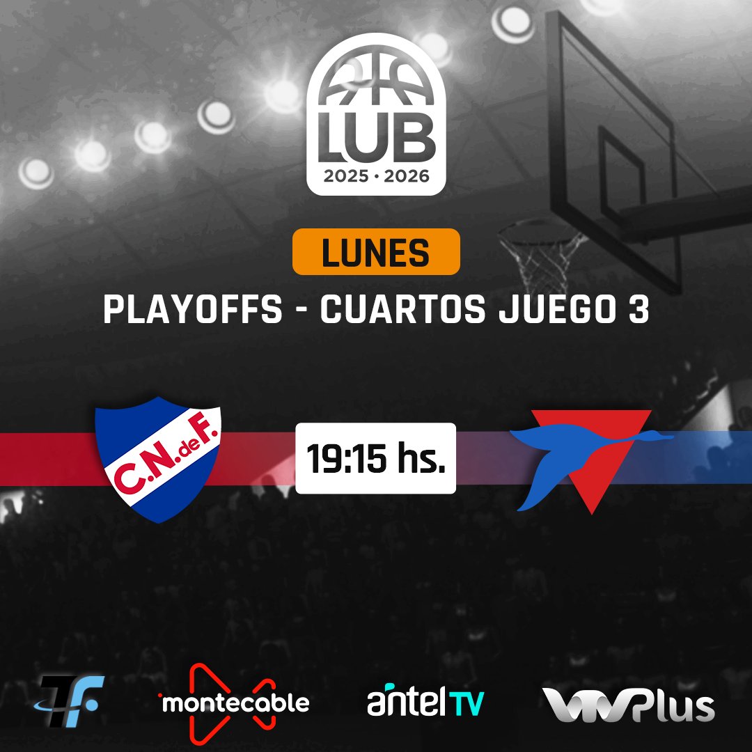 VTVuruguay's tweet photo. Lunes de #PlayOff 🏀
La #LUB se juega con otra intensidad y esta noche nadie quiere regalar nada.
📺 Disfrutálos por #VTV y #VTVPlus https://t.co/CBXtE2Klkp