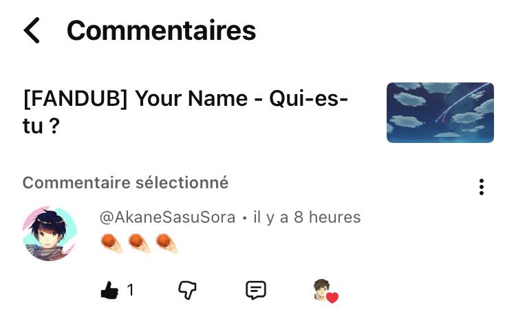 Je ne peux qu’être honoré I can’t help but feel honored
<a href="/Akane_SasuSora/">Akane Sasu Sora</a> 

[FANDUB] Your Name - Qui-es-tu ?
youtu.be/10LF4T-RWSM