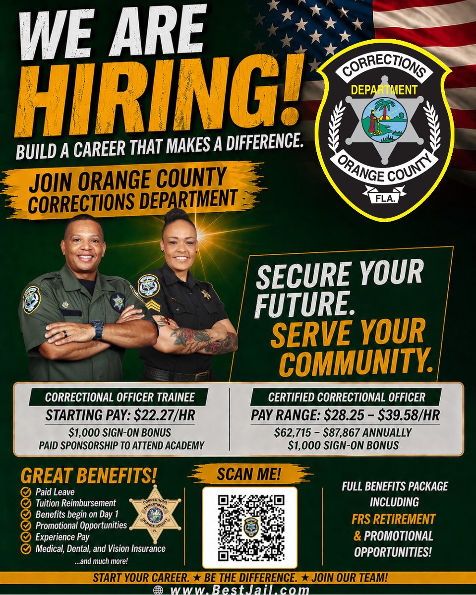 CFECorg's tweet photo. 🚨 Orange County Corrections Department, Florida IS HIRING!  

We’re proud to announce that Orange County Corrections Department, Florida will be actively recruiting at the Central Florida Employment Connections CFEC  Job Fair on May 20, 2026!

#jobfair #NowHiring https://t.co/jbIy2neLze