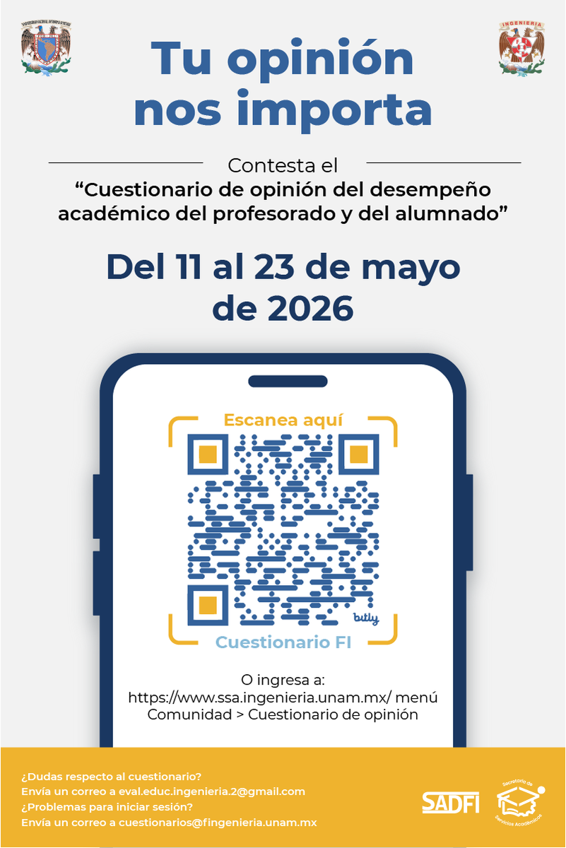 FIUNAM_MX's tweet photo. Tu opinión nos importa.
Contesta el cuestionario de opinión del desempeño académico del profesorado y alumnado 📋✍️
📅 Del 11 al 23 de mayo
Escanea el código QR o ingresa en:
▶️ https://t.co/gHcUrhHHuq
@escolarFI_UNAM https://t.co/YU3rpBt1eg