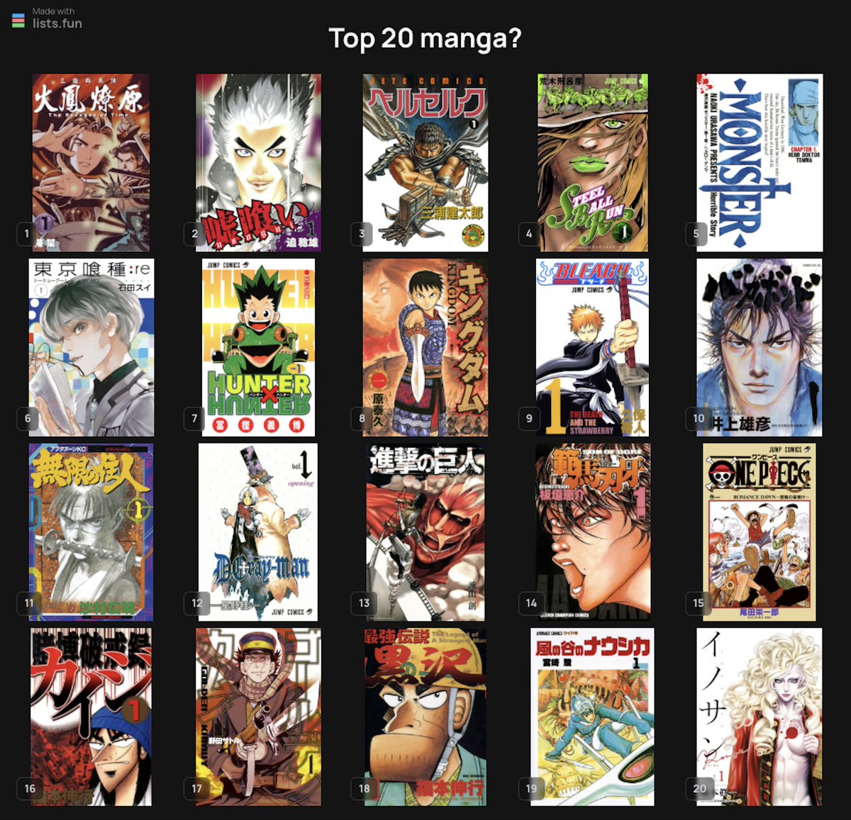 jaiytsu's tweet photo. Top 20 Manga https://t.co/F1KQxNnzRt