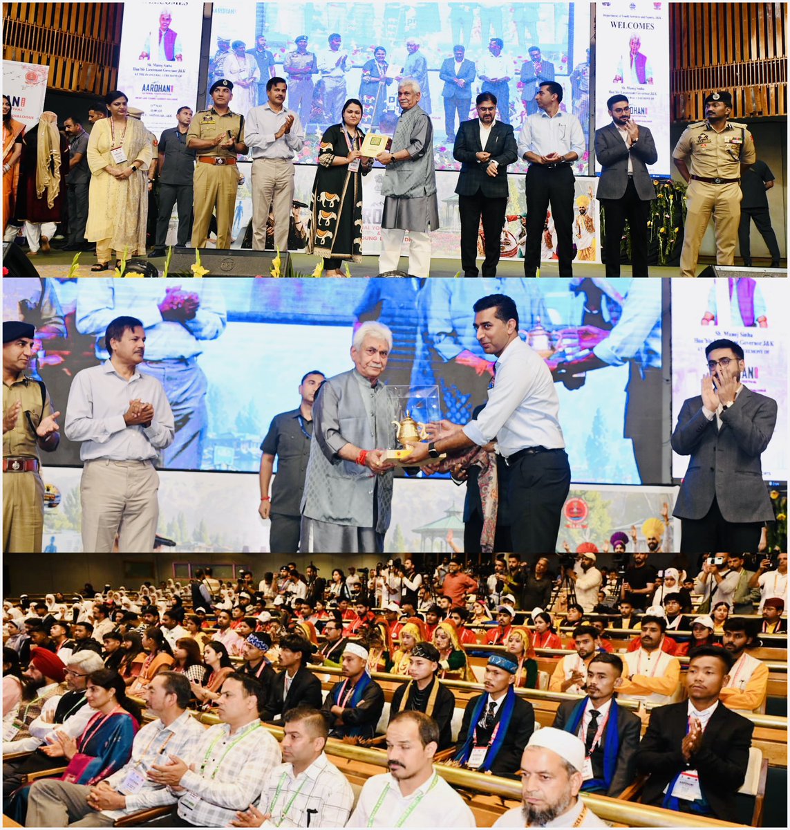 listenshahid's tweet photo. Srinagar today proudly witnessed the commencement of Aarohan 2026 — the National Youth Festival & Viksit J&K Young Leaders Dialogue — bringing together more than 300 young delegates from 13 States and over a thousand participants from across Jammu & Kashmir. Inaugurated by Hon’ble Lieutenant Governor, J&K, in the presence of Hon’ble Minister Mr. Satish Sharma Ji and Additional Chief Secretary Mr. Ashwani Kumar Ji, the festival reflects the energy, talent and aspirations of India’s youth. The enthusiasm, cultural vibrancy and spirit of dialogue seen today reaffirm that the youth of Jammu & Kashmir are ready to lead with confidence, creativity and unity. Grateful to every participant, mentor, volunteer and organiser who made the opening day truly memorable.