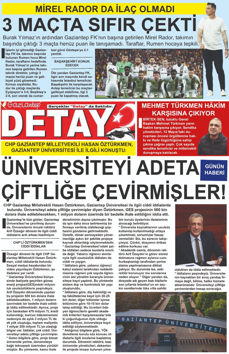 detaymehmet's tweet photo. Gazetemiz.
#Gaziantep #Turkiye #Spor @gaziantepUniv @YuksekogretimK @erolozvar #gaun @adalet_bakanlik @tcbestepe @RTErdogan @Akparti #Pazartesi https://t.co/Wo62Ot0yAr