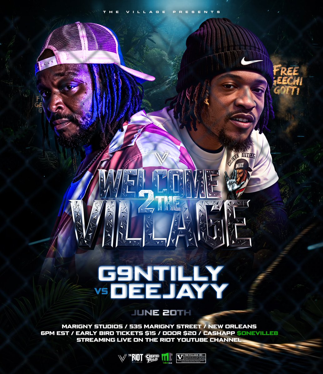 HeyColeman86's tweet photo. 🚨Welcome 2 The Village Update🚨

Due to schedule conflicts, we changed @g9ntillygod opponent from Lee LND to 

@g9ntillygod v @RookDeejayy 

June 20th New Orleans,LA https://t.co/9moiSdK47L
