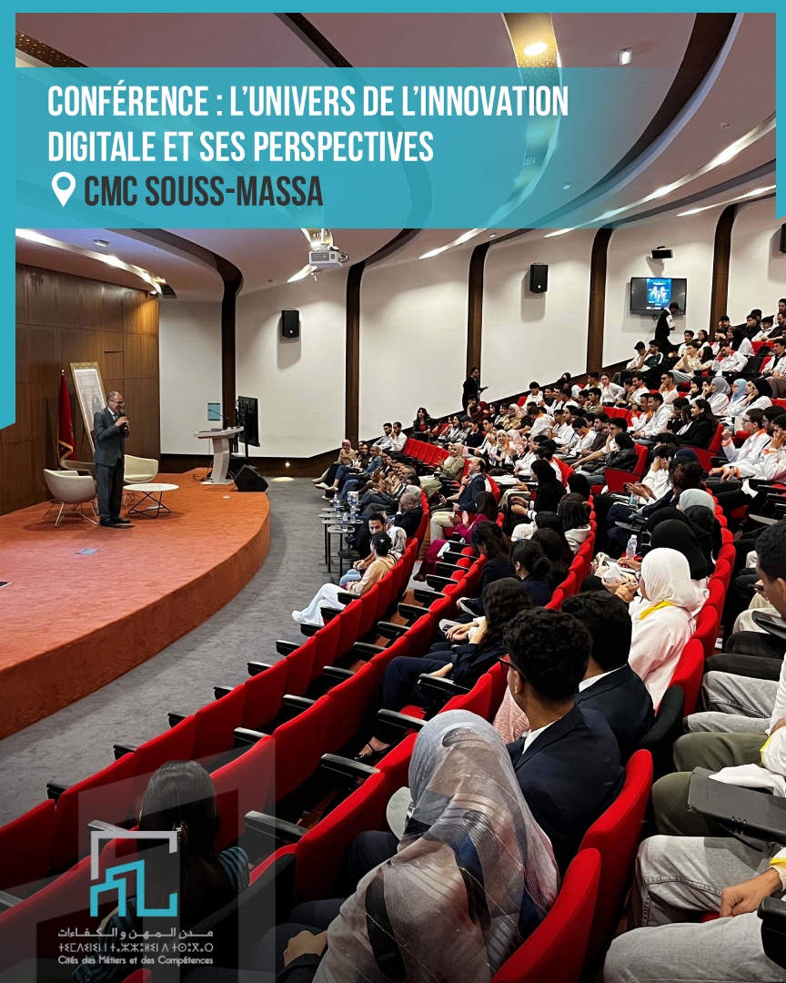 CMC_Officiel's tweet photo. La CMC Souss-Massa a organisé le 16 avril 2026 la conférence « Innovation Digitale &amp; Perspective », initiative du Pôle Digital et Intelligence Artificielle.
#CMC #OFPPT #formation_professionnelle #digital #IA #Agadir https://t.co/eSG4OD09ZS