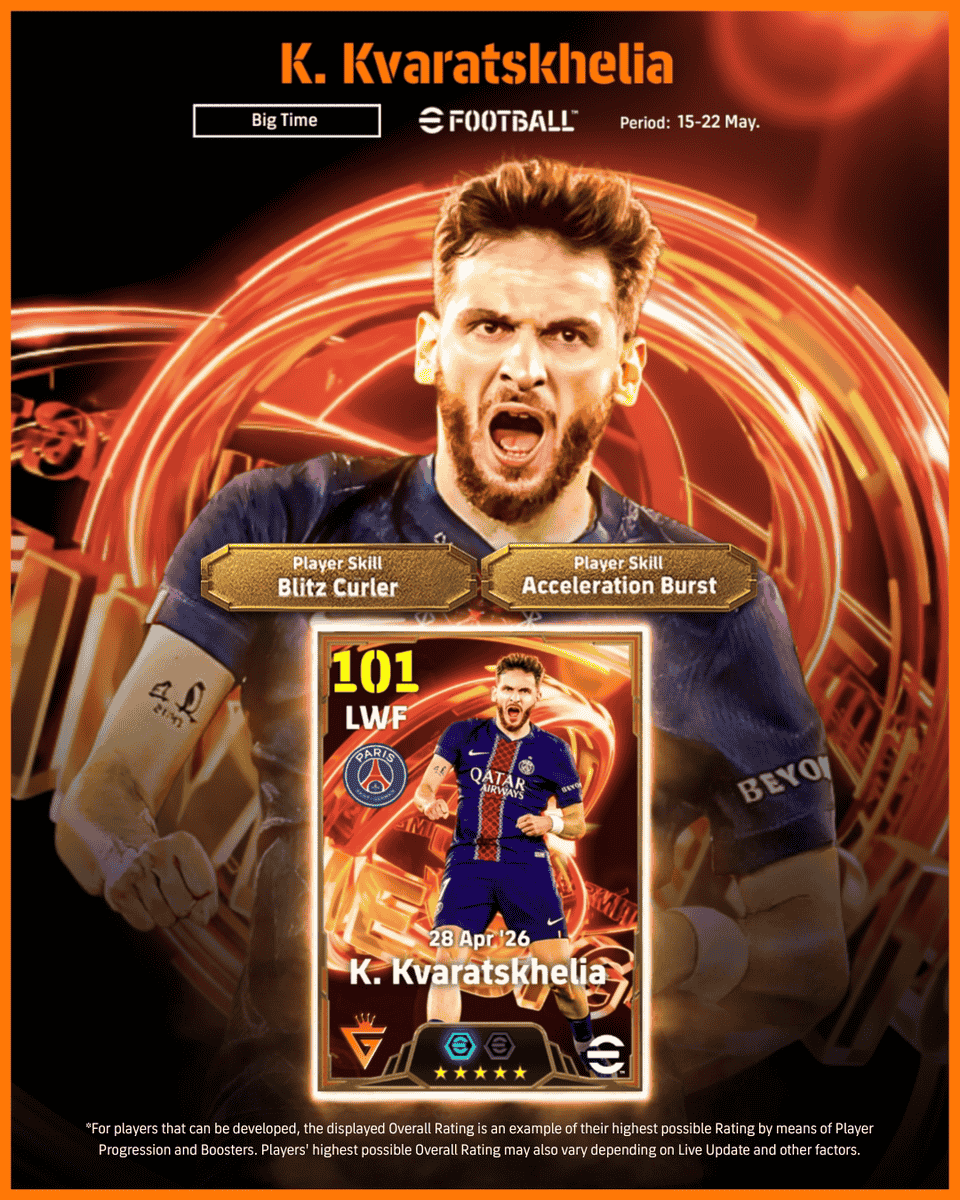 ElGeno_AS's tweet photo. [Concept Art] Big Time : K. Kvaratskhelia

#eFootball | #eFootball2026 | #KONAMI | #KONAMI麻雀格闘倶楽部 | #eFootball30th  | # https://t.co/XcO424Rzgq