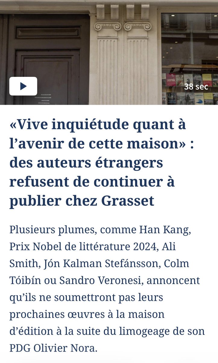 BernardLehut's tweet photo. L’éviction de Nora par Bolloré prend une dimension internationale.
@EditionsGrasset @Hachette_France https://t.co/Y6PcgdNTPX