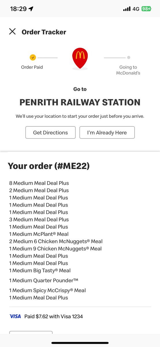 niallb84's tweet photo. So on Friday, whilst on route, I thought I would save time and preorder 27 meals and save time. Ordered and as I pulled in my order was cancelled. Ended up waiting an additional 50mins for food as had to reorder. Extremely disappointed @McDonalds https://t.co/WZ4S8PmAdD