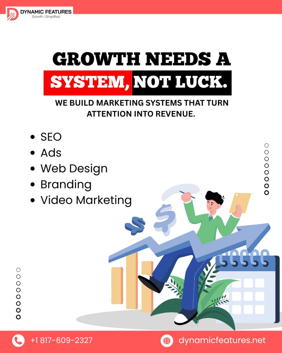 DynamicFeatures's tweet photo. Growth is a system, not a luck. 🚀
We build marketing systems that turn attention to revenue.

SEO • Advertising • Web Design • Video Marketing • Branding

🌐 https://t.co/6sOHlJ377M

  #DigitalMarketing #SEO #BusinessGrowth https://t.co/Fpwi4UoaPr