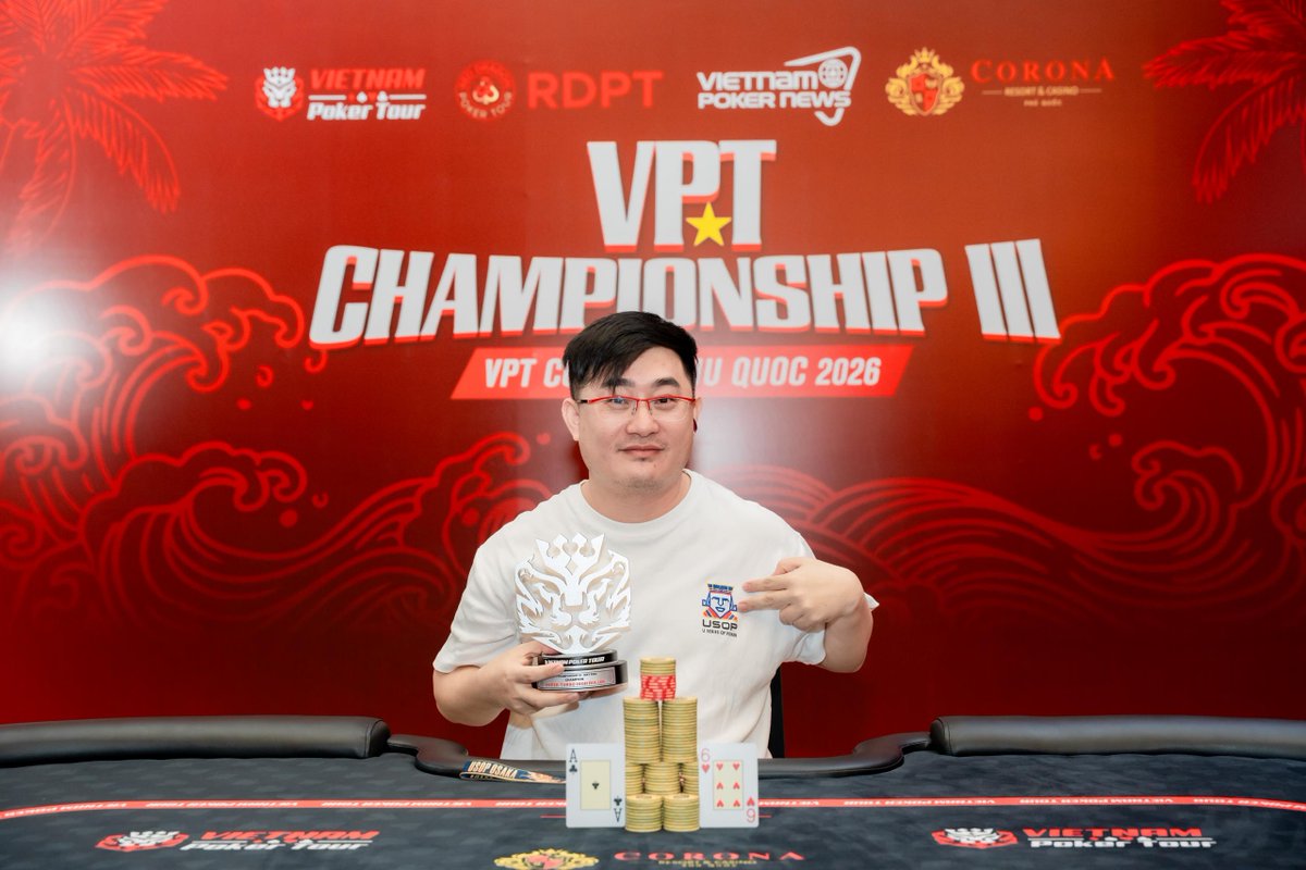 useriesofpoker's tweet photo. Congrats to USOP Ambassador Bryan Yang Peng for winning the Deepstack Turbo at VPT Phu Quoc! ๐
A dominant performance on a tough stage, another title to his journey.
Well deserved, Champion!
#USOP #Ambassador #Champion #Deepstack #VPT #PhuQuoc https://t.co/Dfc8G86PDi