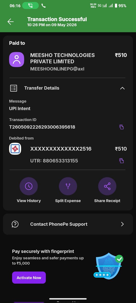 Alauddin9003's tweet photo. @Meesho_Official @viditaatrey
I placed an order on Meesho, but my order/booking was not confirmed. However, the payment amount has been deducted from my bank account.

Order Details:
- Transaction ID: T2605092226293006395618
- Amount Deducted: ₹510
- UTR Number: 880653313155 https://t.co/W86ob6I0Yu