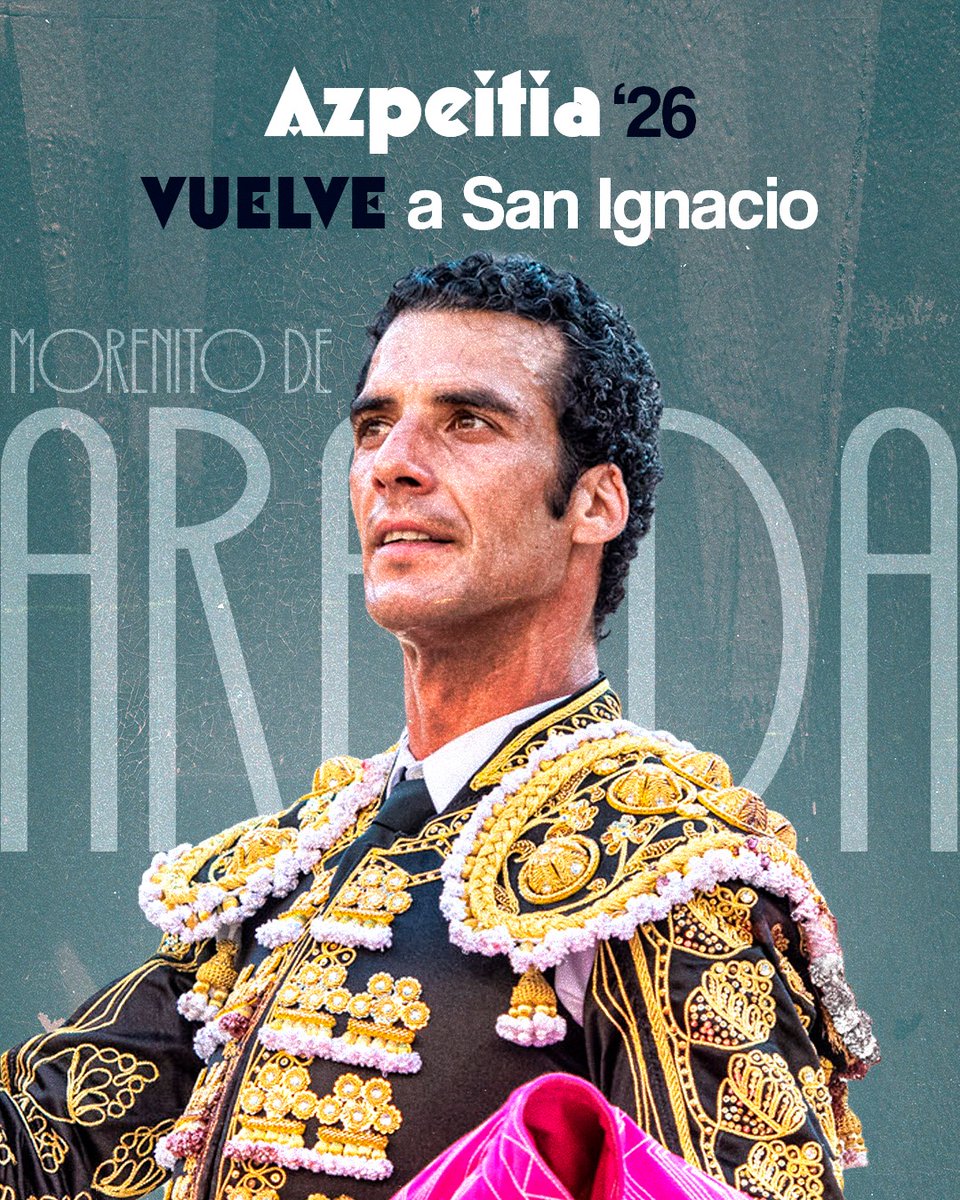 AzpeitiaToros's tweet photo. ⚡ Morenito de Aranda regresa a San Ignacio tras su notable actuación del pasado año.

Por tercera ocasión en su carrera el diestro burgalés estará en Azpeitia, donde debutó en 2010. Torero artista y personal, Morenito es un maestro en sazón.

#AzpeitiaZezenketaKulturaDa https://t.co/OUqlRmq2Xy