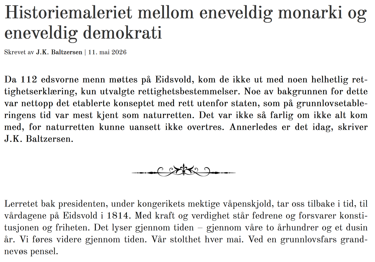jkBaltzersen's tweet photo. Med Oscar Wergelands maleri Eidsvold 1814 som bakteppe -- deklamerer jeg om #grunnlov, #demokrati og #frihet. 🔗👇 https://t.co/ovdN2GpoIt