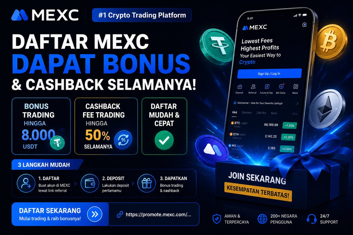 monoscho's tweet photo. 🚀 Airdrop Hunter &amp; Trader Wajib Punya Akun MEXC!
Banyak event, listing coin baru lebih cepat, bonus member baru, dan cashback trading 💰

🎁 Bonus trading hingga ribuan USDT
🔥 Cashback fee trading
⚡ Daftar cepat &amp; mudah

👉 Gabung sekarang:
https://t.co/aBd33bDxvz https://t.co/NbvzaKZr7e
