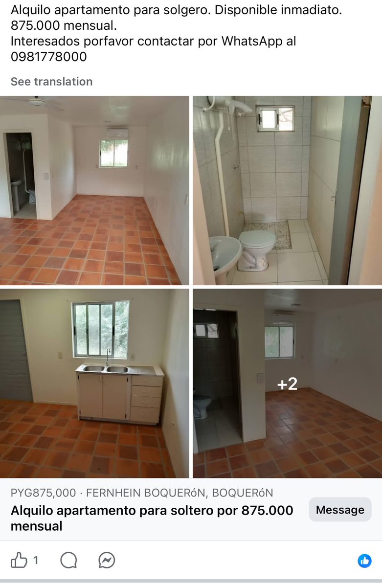 ExploringPhil's tweet photo. Ready to start a new life? 

Rent a functional apartment in the Paraguayan Chaco for $140 a month. https://t.co/s6ofoSeP4p