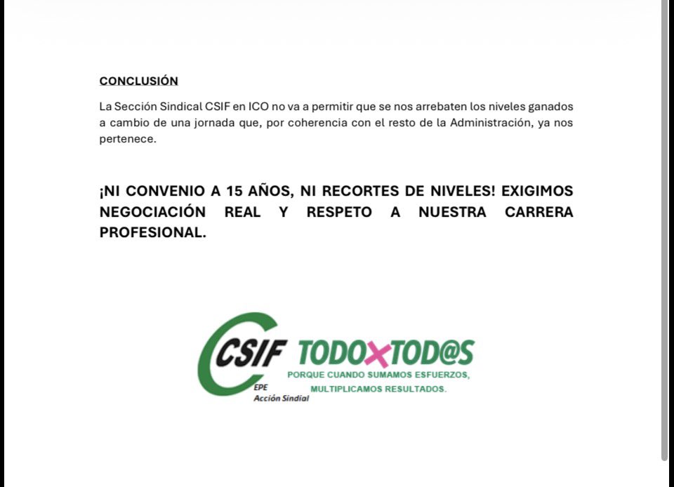 ComiteICO's tweet photo. ✍️ Nota informativa de la sección sindical de #CSIF en el Instituto de Crédito Oficial (@ICOgob):
Contra el chantaje laboral y el desmantelamiento de nuestra carrera profesional. #CSIFICO https://t.co/0HrK7Sfjix