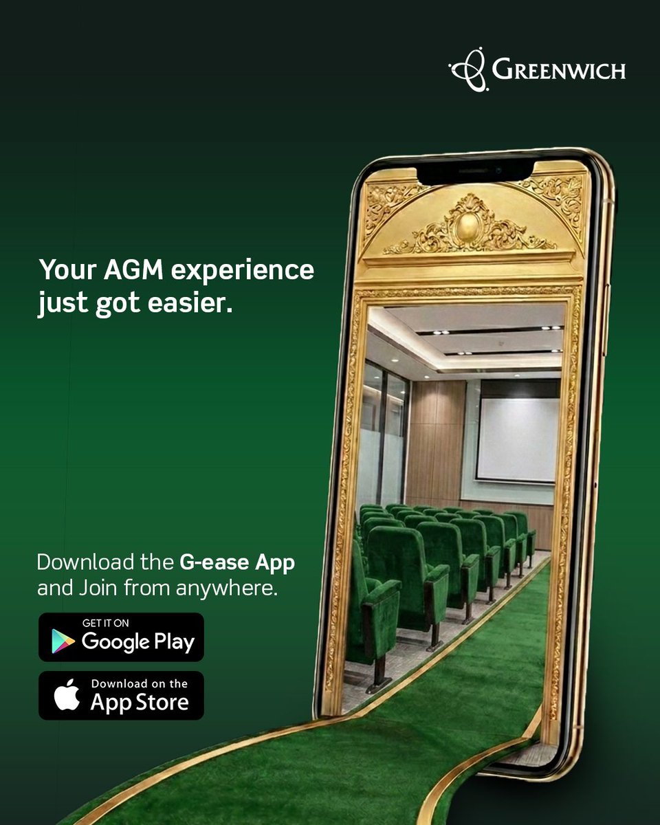 grds_ng's tweet photo. Join AGMs remotely, stay informed, participate seamlessly and keep up with your investments, all from wherever you are.
Download the G-Ease app today and experience an easier and more convenient way to attend AGMs this season.
#GEase #GreenwichRegistrars #AGM #DigitalInnovation https://t.co/iX8zIVRneH