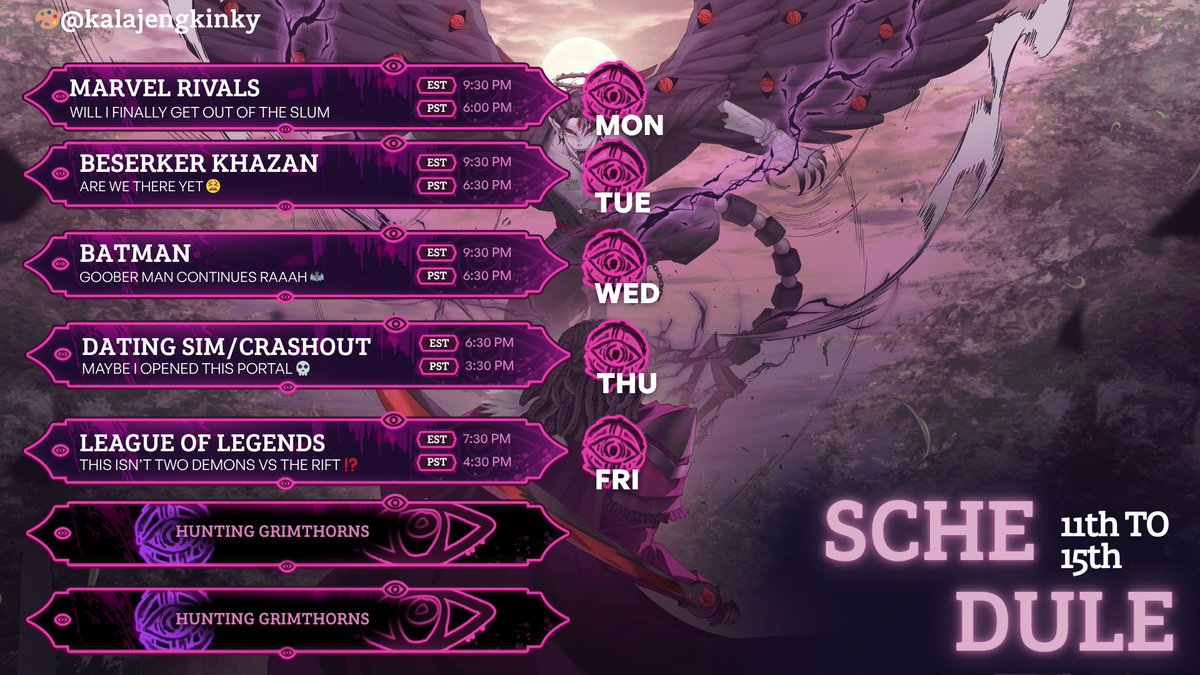 Yasuze_'s tweet photo. ✨✦🖤・･ﾟ｡ ✦  ｡･🖤✦✨
GRIMTHORN DETECTED

Another week of hunting dawns up us in the Eerie, I wonder what this weeks has in store of us ✨

🎨 @kalajengkinky 🖤 https://t.co/L3rgcqAWMJ