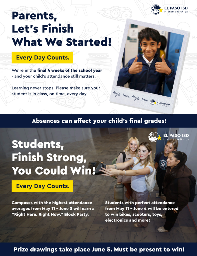 CCTE_EPISD's tweet photo. Finish STRONG, CCTE Lions! 🦁💪
Every day counts—be here, be on time, and give your best as we close out the year. Attendance matters, effort matters, YOU matter. Let’s make these last days our best yet! #ItStartsWithUS #RightHereRightNow @ELPASO_ISD @CTE_EPISD @Liza_ProPR https://t.co/nGOADkaBZk