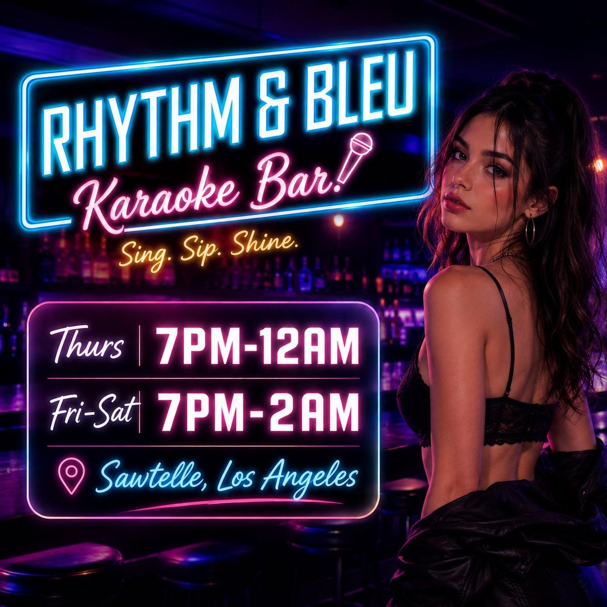 Bormalagency's tweet photo. @AshleyDCan Grab your crew and have real fun at Rhythm &amp; Bleu Karaoke Bar.
Located at Sawtelle, Los Angeles.
For more info call : +1 909-677-9109 or email rhythmbleu@gmail.com
#RhythmAndBleu #KaraokeNight #LosAngelesNightlife #LAKaraoke #KaraokeBar #LosAngelesBars #SawtelleNightlife #Weekend https://t.co/tVKLuUcqwj