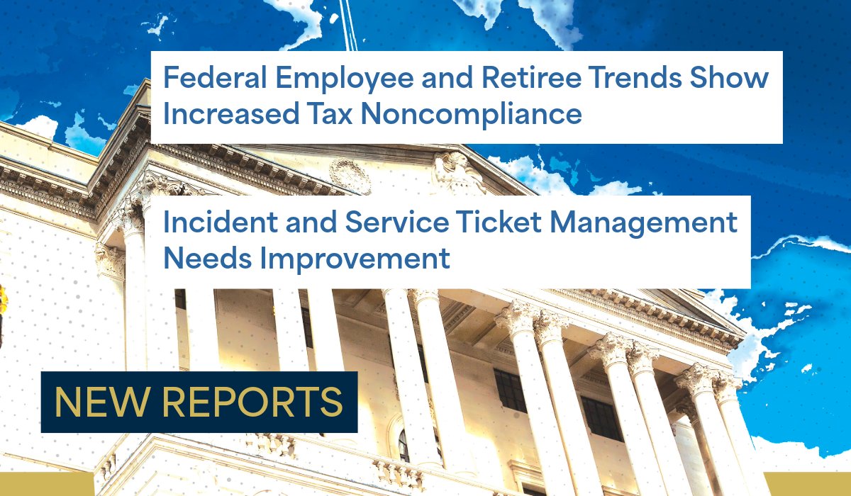 TIGTA's tweet photo. We just issued two new reports 📝📝 on IRS's efforts to address federal employee tax compliance and timely resolve IT incidents.

Read a quick summary:

https://t.co/e4iUwvEyuz https://t.co/Rwacr0PM3P
