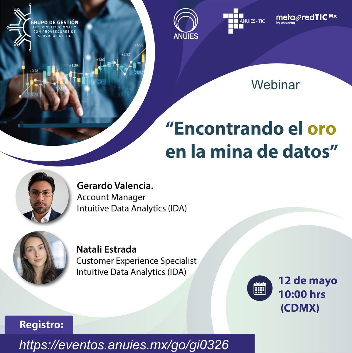anuiestic's tweet photo. Webinar: “Encontrando el oro en la mina de datos”
Descubre cómo convertir datos en valor estratégico.

🎙️ Gerardo Valencia | Natali Estrada
📅 12 mayo | 🕙 10:00 hrs (CDMX)

🔗 https://t.co/h6yWGpELs8

#DataAnalytics #ANUIESTIC https://t.co/IE8aZHZeuB