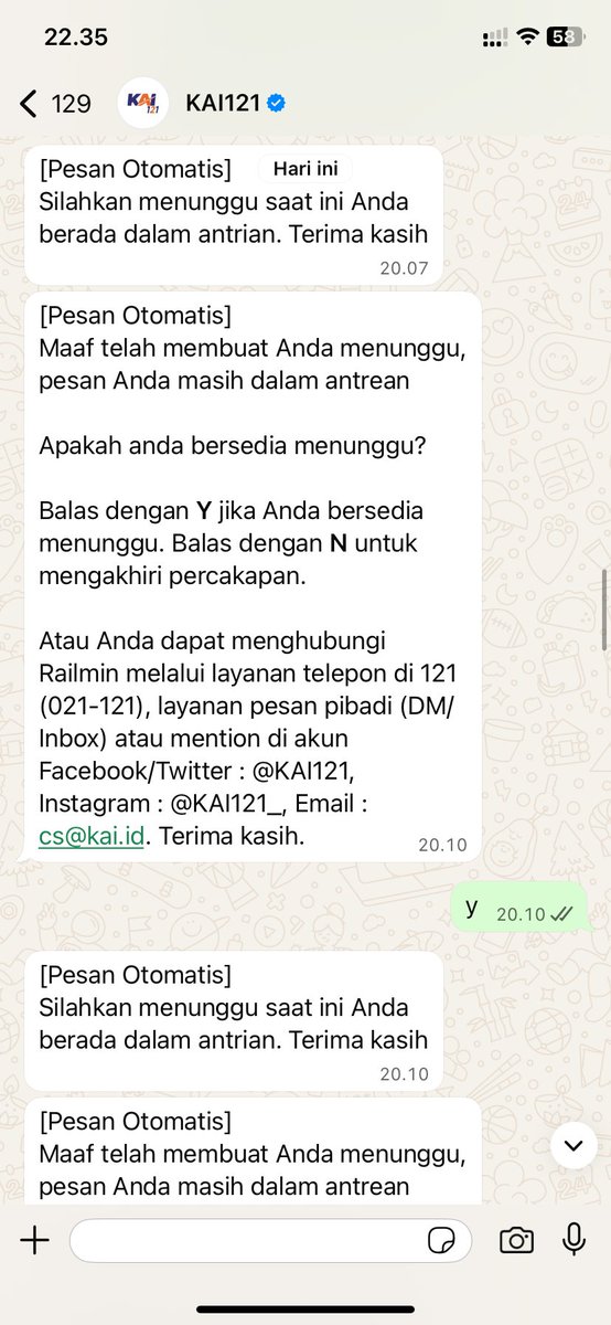 50393__'s tweet photo. @CommuterLine saya ada beli tiket 2 kali, KA BANDARA via website kai untuk besok, tp email blm masuk2 dan coba untuk chat cs via wa, twitter ig dll, tp tidak ada respon jls smpai skrng, bahkan di wa harus nunggu 5 jam lebih untuk dpt cs nya, sebobrok ini kah kalian? https://t.co/lfg7qZkfkJ