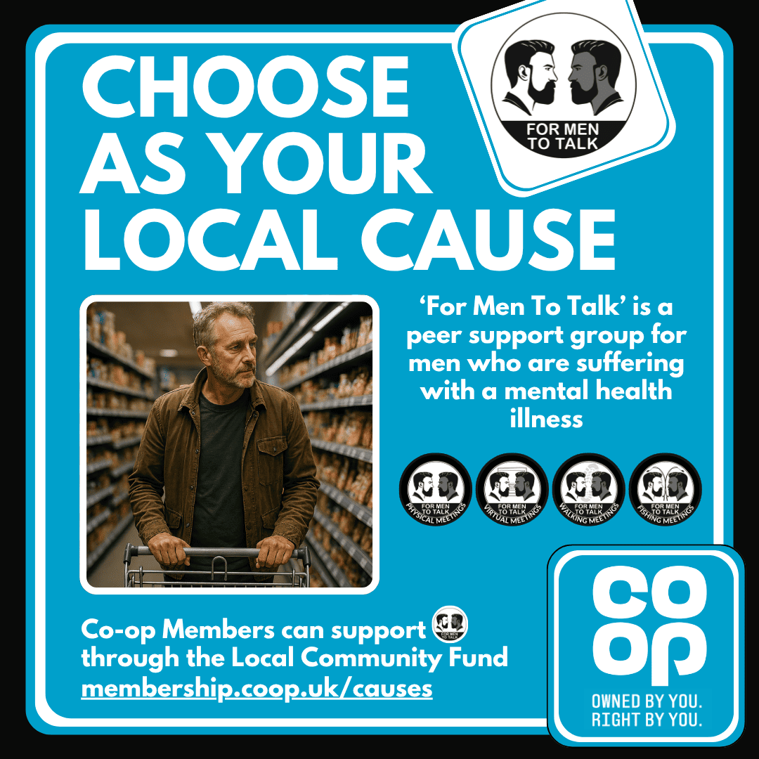 ForMenToTalk's tweet photo. It takes a community to make change. Choose @formentotalk in the @coopuk Local Community Fund today. Visit https://t.co/rHujMEjIjG #mensmentalhealth #mentalhealth #coop #cooplocalcommunityfund #cooplocalcause #LocalCommunityFund https://t.co/NEPSB02MBk