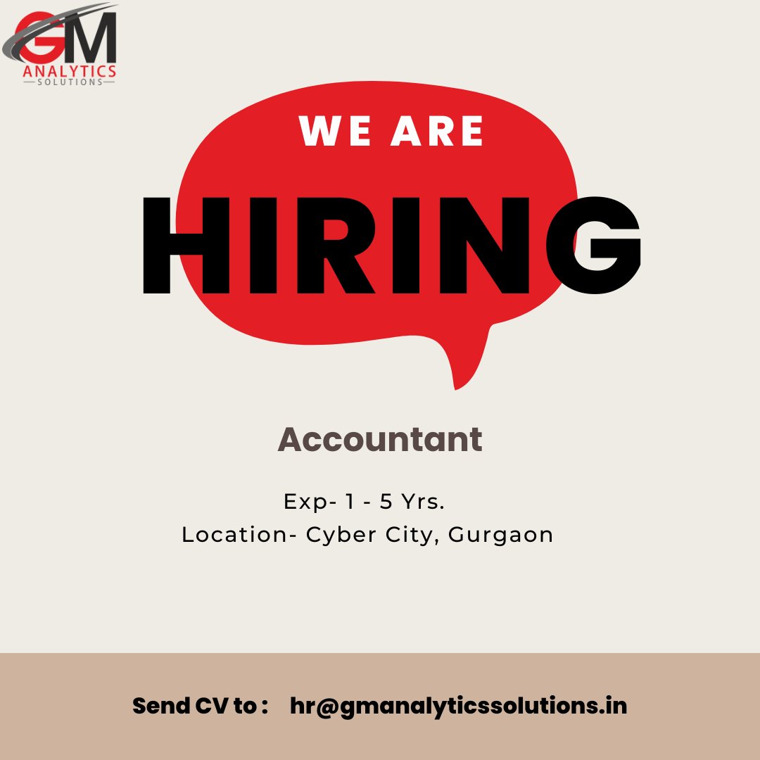 GMAnalyticsSol's tweet photo. Hiring Junior Staff Accountant professional. Send your updated CV to hr@gmanalyticssolutions.in
Apply- https://t.co/IrnjHfonxx
#jobs #Career #healthcarejobs #Hiring #ushealthcare #jobseekers #GMAnalyticsSolutions #recruitment #jobseeker #hirings #hiringnow #gurgaon #jobposting https://t.co/pejJmui6db