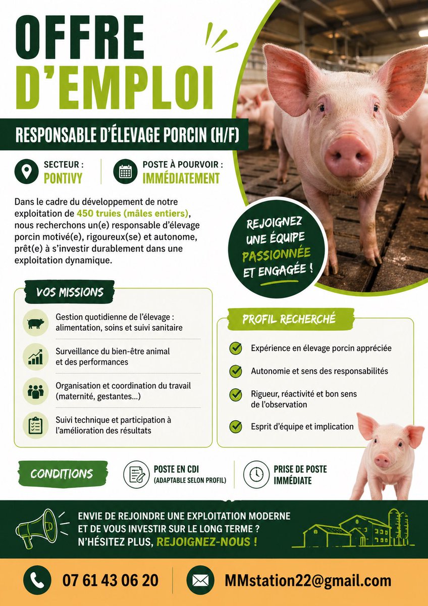 allanm193's tweet photo. Je suis en recherche d’un responsable d’élevage ! 
Site de 450 truies 
Région (56) Pontivy https://t.co/pkPCdlN5S9