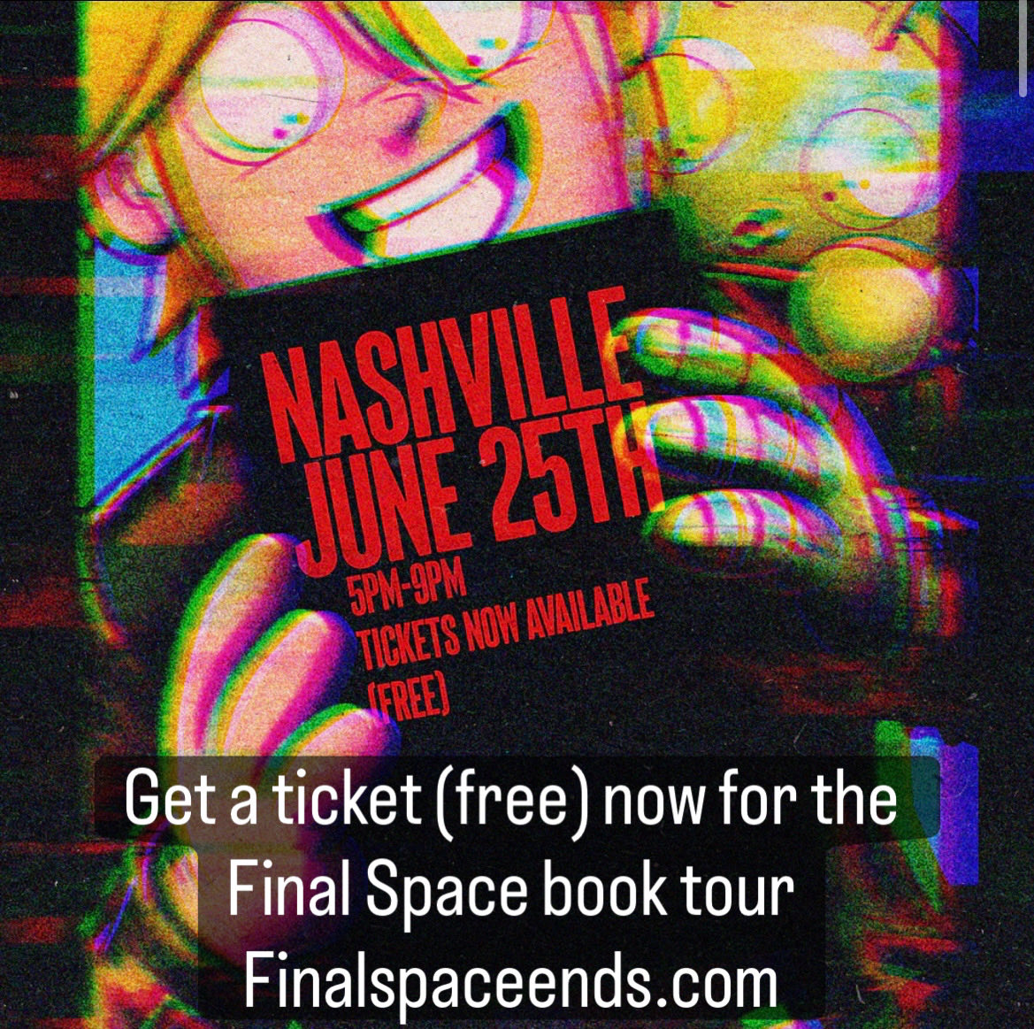 AndrewGcomposer's tweet photo. Get a ticket (free) now for the Final Space book tour!!! https://t.co/O4qVh7YXan #composer #olanrodgers #finalspace #graphicnovel #nashville #booktour https://t.co/ynuUPl3nGV