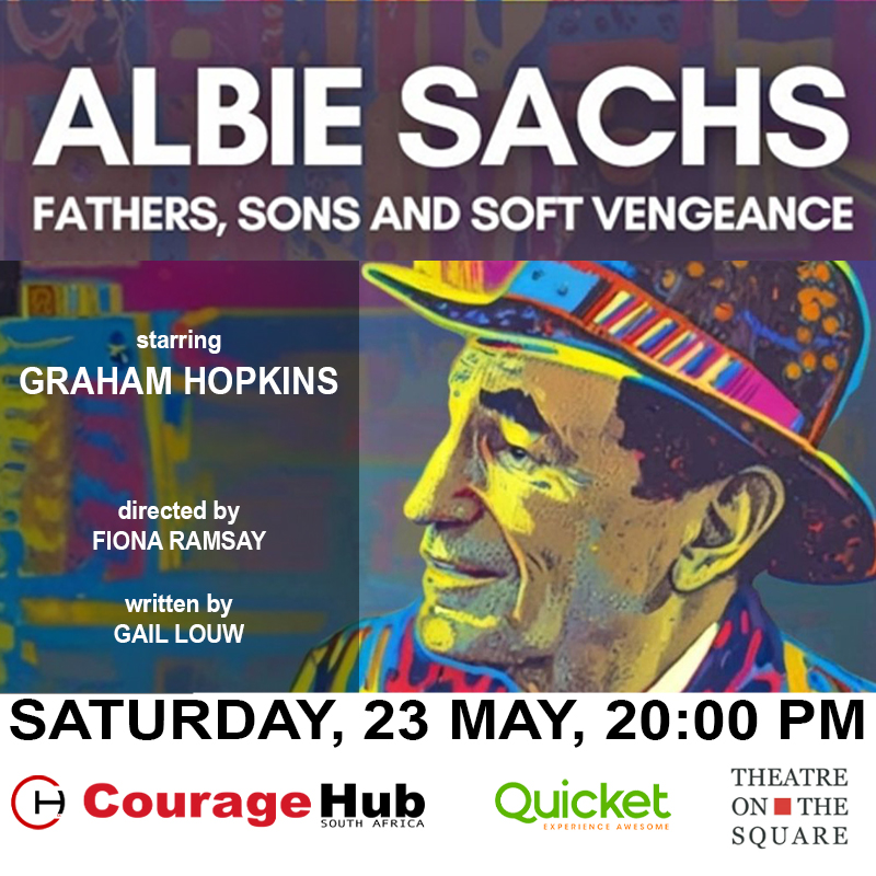 CourageHubSA's tweet photo. Courage Hub SA invites you to a special performance of Albie Sachs: Fathers, Sons and Soft Vengeance at Theatre on the Square. This powerful production explores the courageous personal and political journey of Albie Sachs, reflecting on themes of justice, memory, and reconciliation. Set against the backdrop of South Africa’s complex history, the play offers an intimate and thought-provoking theatre experience that speaks to both past and present.

Join us on 23 May 2026 at 20:00 for an evening of compelling storytelling in the heart of Sandton. Guests will also experience a preview of the Courage Hub SA Whistleblower Exhibition, currently housed at 44 Stanley - an initiative dedicated to amplifying courageous voices and promoting ethics, accountability, and social justice in South Africa.

Book your tickets here. https://t.co/bEtOoIYrhH

#couragehubsa #theatre #fundraiser #AlbieSachs