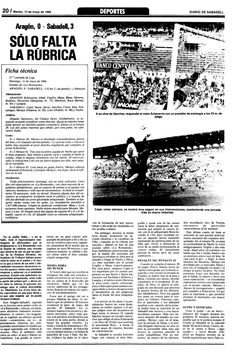 NikoHemeroteca's tweet photo. Tal dia com avui fa 40 anys
Deportivo Aragón 0 - @CESabadell 3
- Jornada 37 - 2ª Divisió A 

https://t.co/cXCoiHwnSB

https://t.co/AC137SP5TI

Pas de gegant per assolir l'ascens a 1a divisió
Una altra gran crònica de @perefiguerasval https://t.co/y9IWnG40bN
